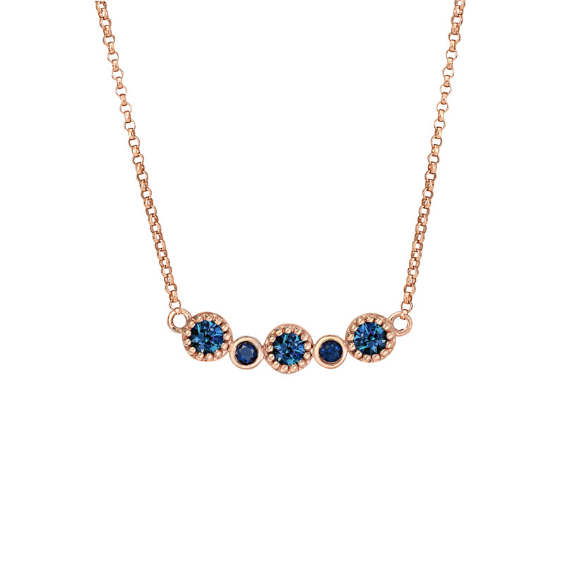 Gwen 9ct Rose Gold Australian Blue Sapphire Necklace - Matthews Jewellers
