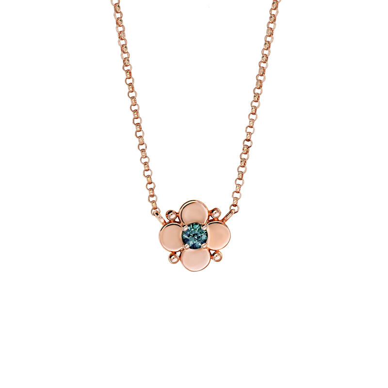 Misty 9ct Rose Gold Australian Teal Sapphire Necklace - Matthews Jewellers