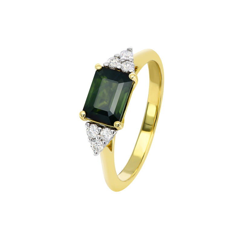 Kirra 18ct White & Yellow Gold Australian Green Teal Sapphire Ring - Matthews Jewellers