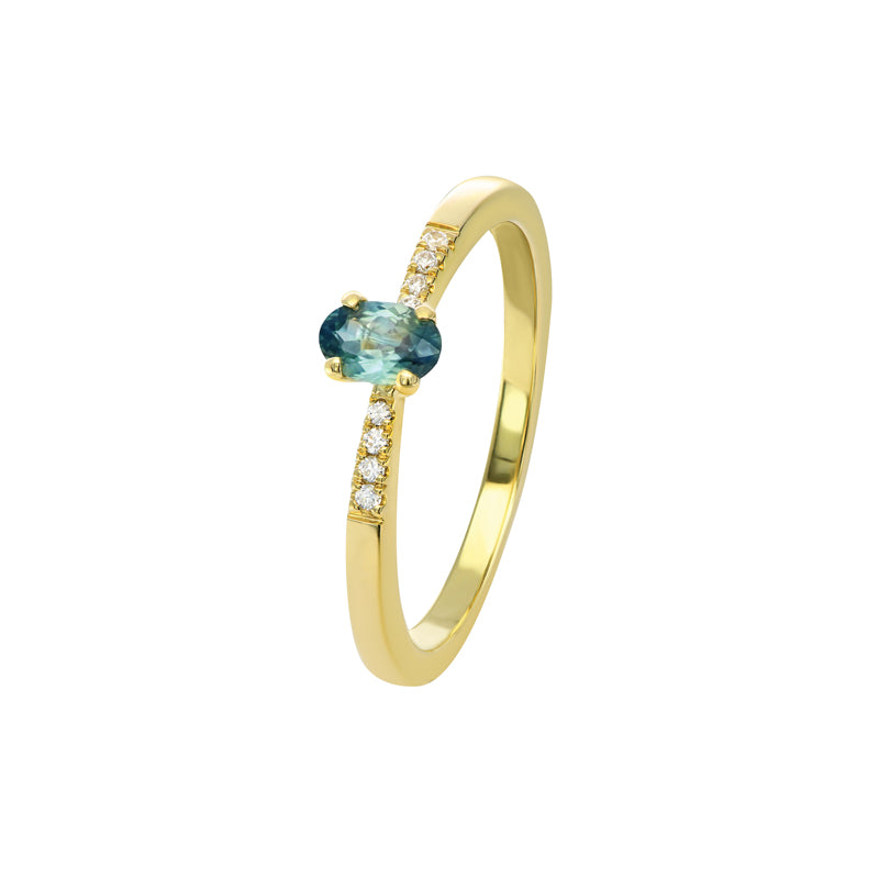 Jolie 18ct Yellow Gold Australian Teal Sapphire Ring - Matthews Jewellers