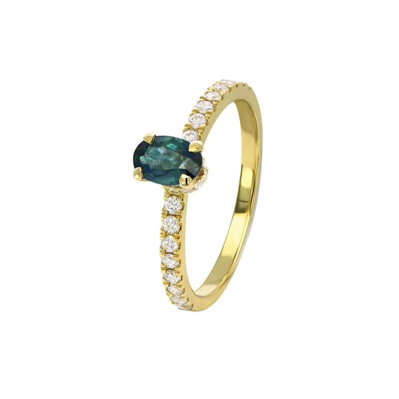 Renee 18ct Yellow Gold Australian Teal Sapphire Ring - Matthews Jewellers