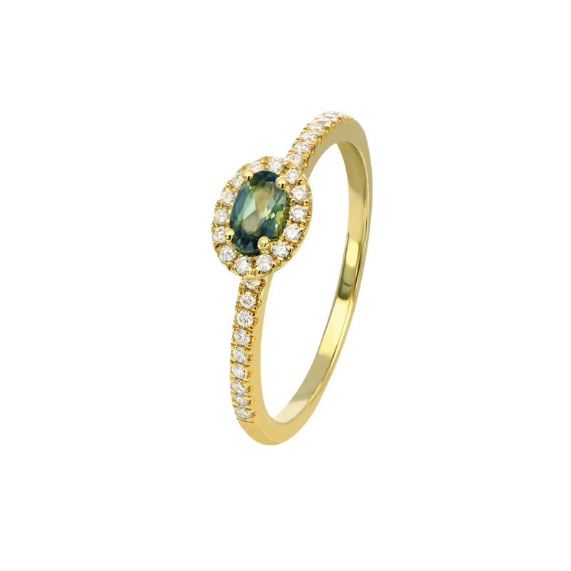 Clarissa 18ct Yellow Gold Australian Teal Sapphire Ring - Matthews Jewellers