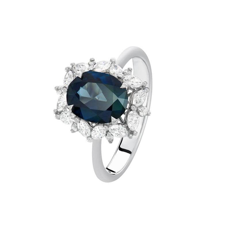 Xenia 18ct White Gold Australian Blue Sapphire Ring - Matthews Jewellers