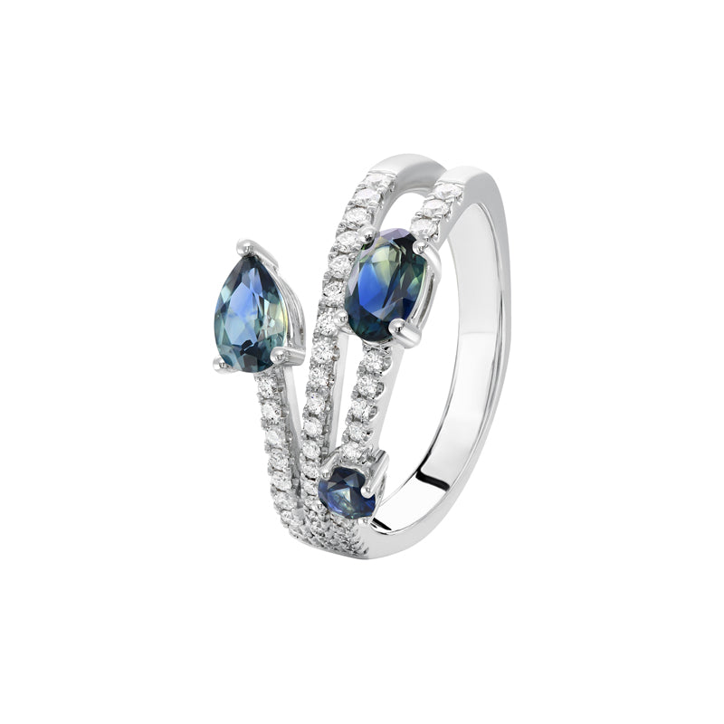 Lune 18ct White Gold Australian Blue Sapphire Ring - Matthews Jewellers