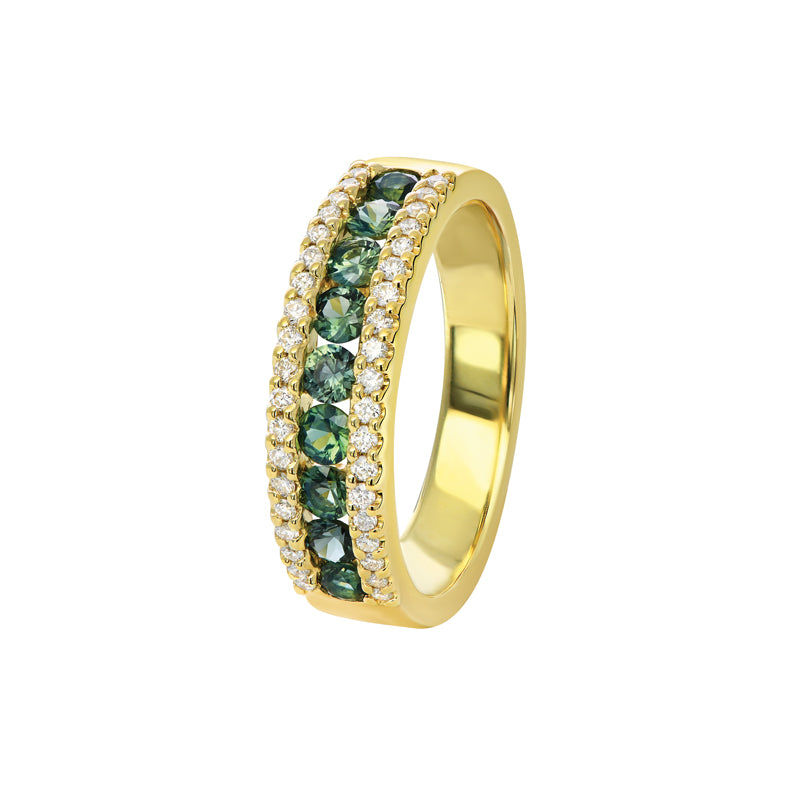 Mazarine 18ct Yellow Gold Australian Teal Sapphire Ring - Matthews Jewellers