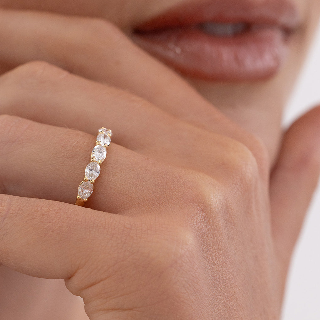 Tove east west oval diamond wedding ring in 18K gold with 7 lab-grown diamonds by Matthews Jewellers Newcastle