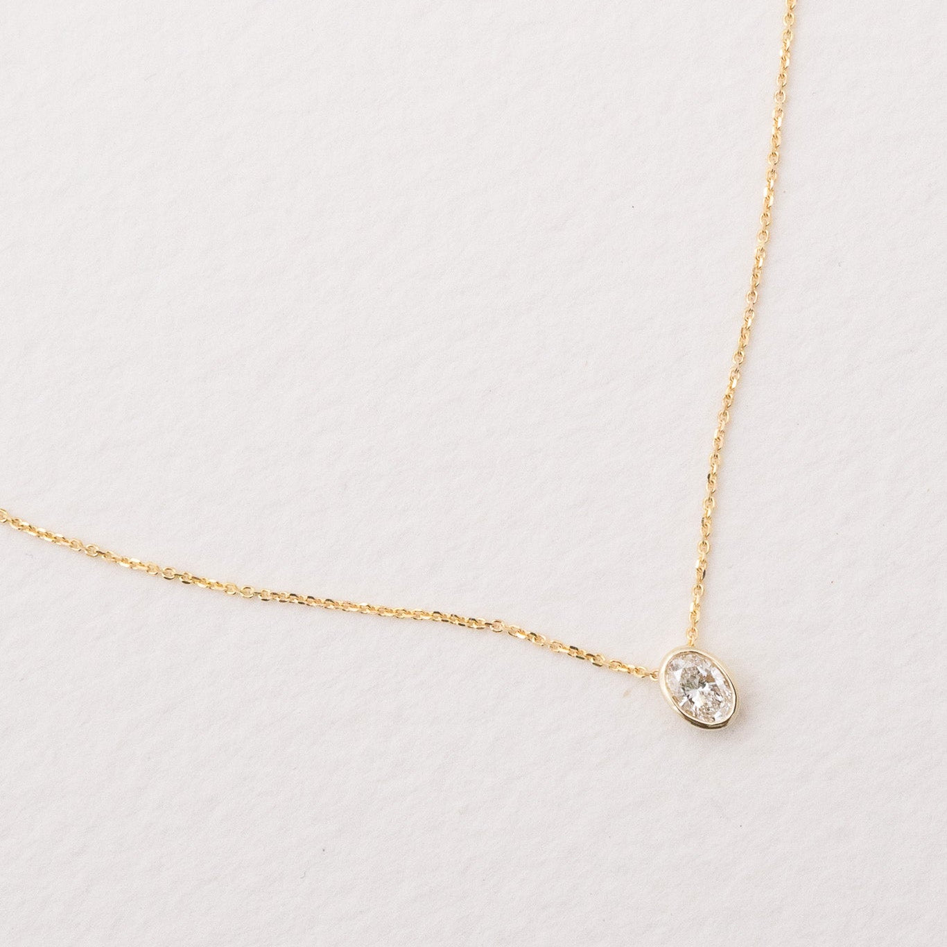 Bezel Oval Diamond Necklace