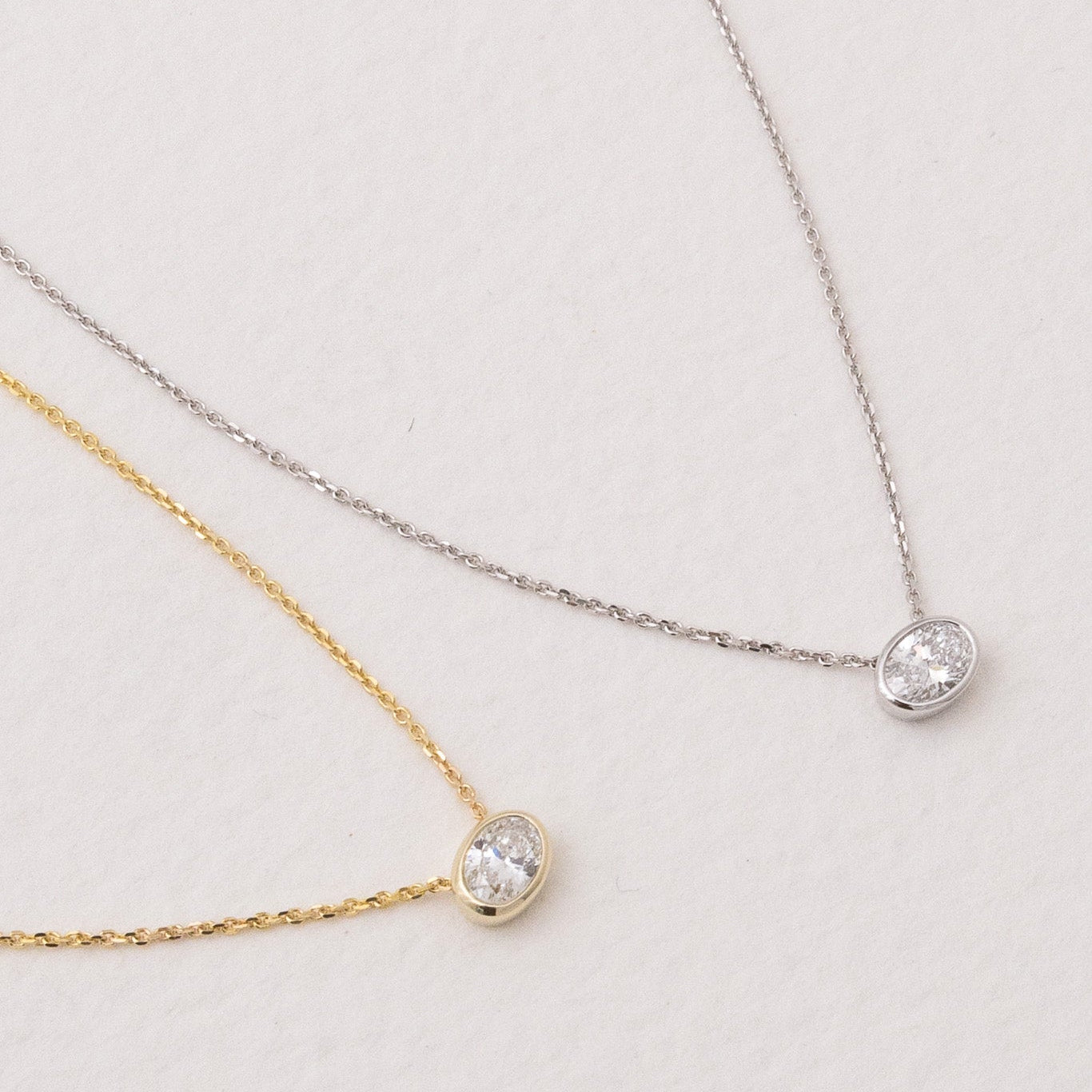 East West Bezel Oval Diamond Necklace