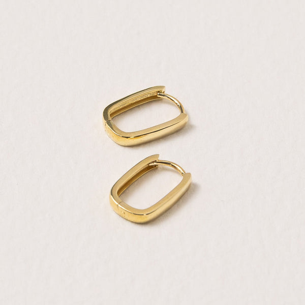 Gold Paperclip Rectangle Huggie Earring