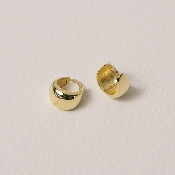 Gold Plain Wide Tight Huggie Earring