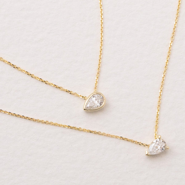 East West Bezel Pear Diamond Necklace