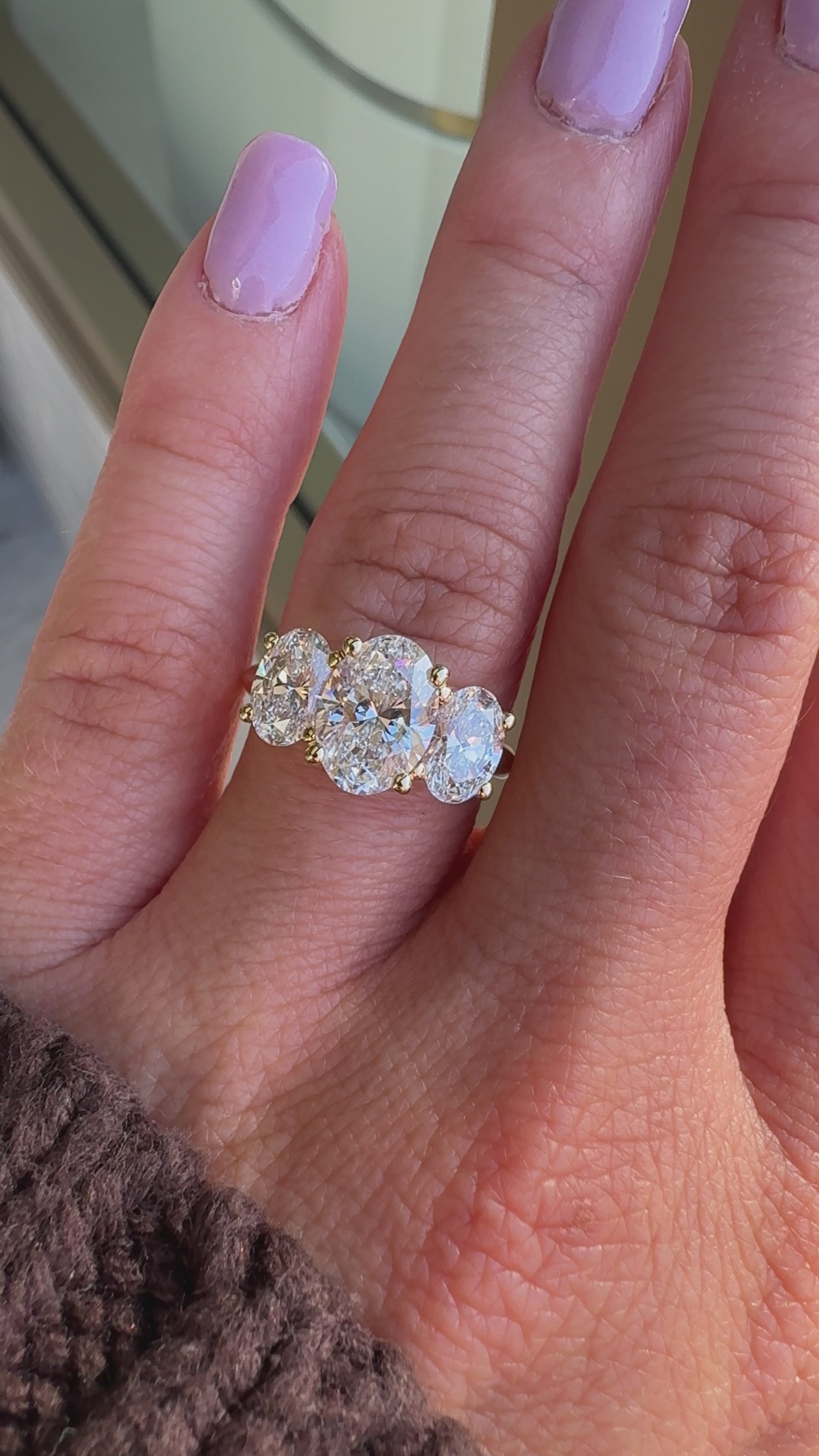Mia 3.59ct lab grown diamond three stone engagement ring in 18k gold, Matthews Jewellers Newcastle