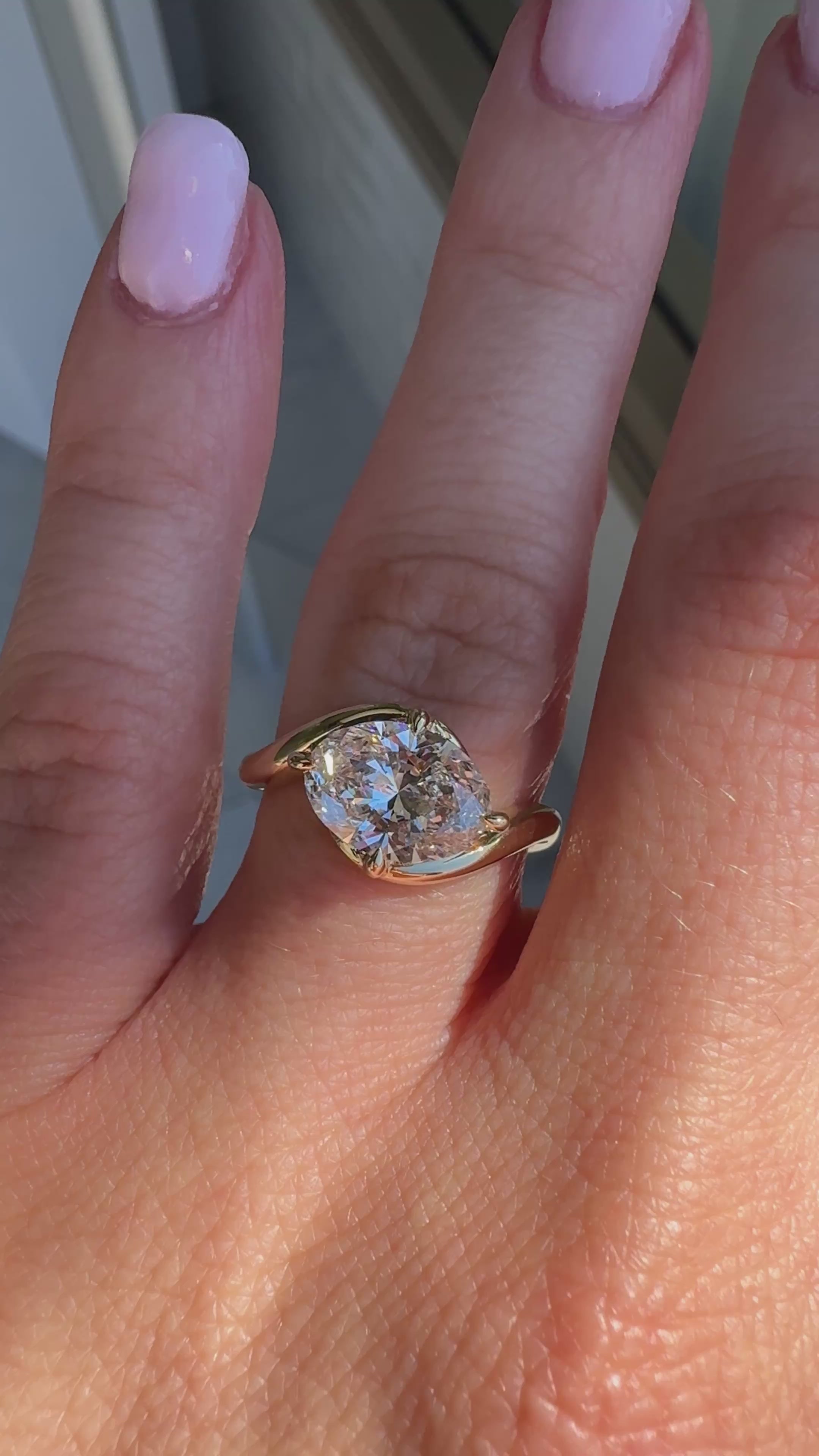 Kai 2.04ct lab grown diamond east west engagement ring in 18k gold, Matthews Jewellers Newcastle