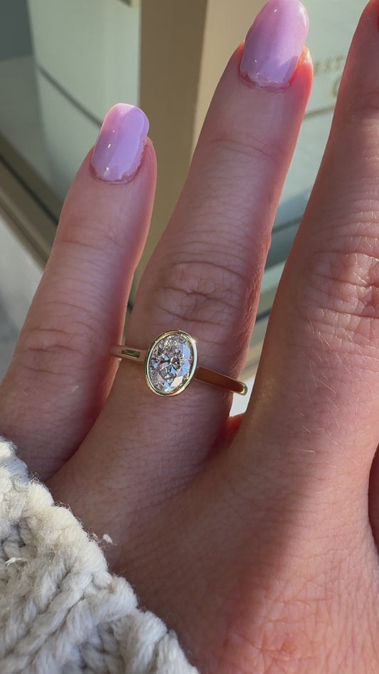 Natural Bezel Helena | 0.90ct Oval Natural Diamond Engagement Ring