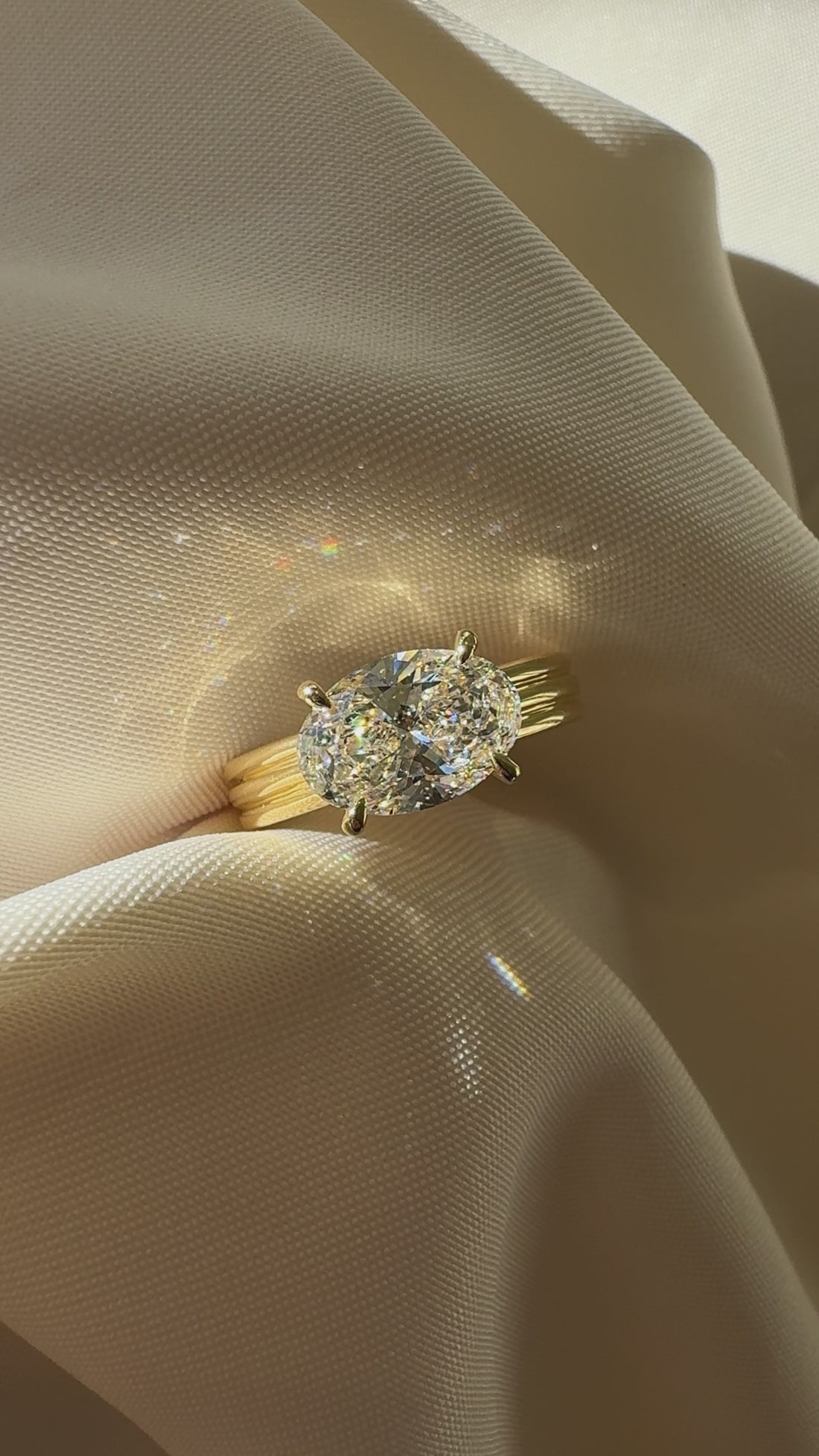 2.07ct East West Oval Lab Grown Diamond Engagement Ring | Cathedral ...