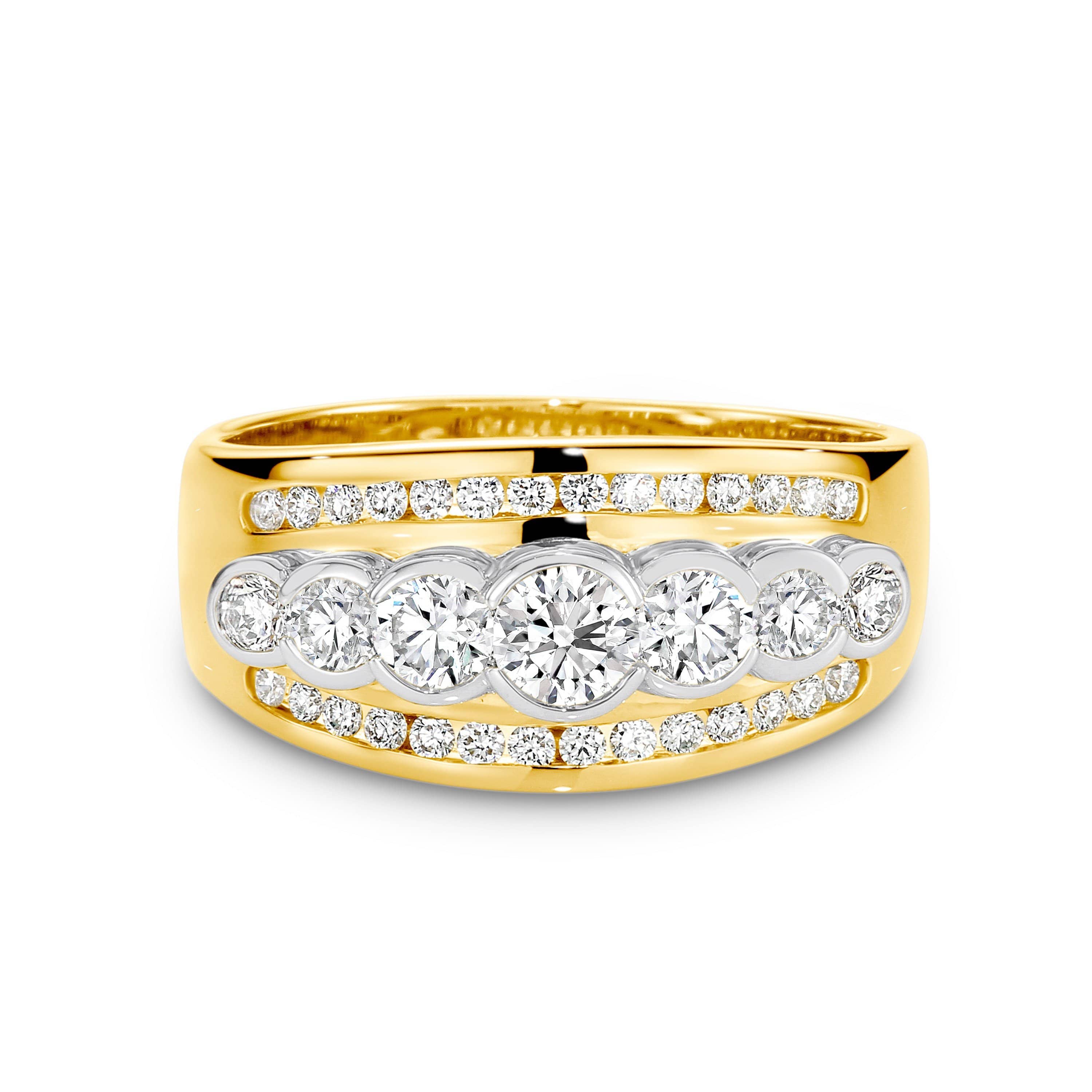 Men's Scattered Wide Diamond Wedding Ring in Cobalt White Gold 10K 11mm 14  Diamonds 0.14ct Size 10 | MADANI Rings