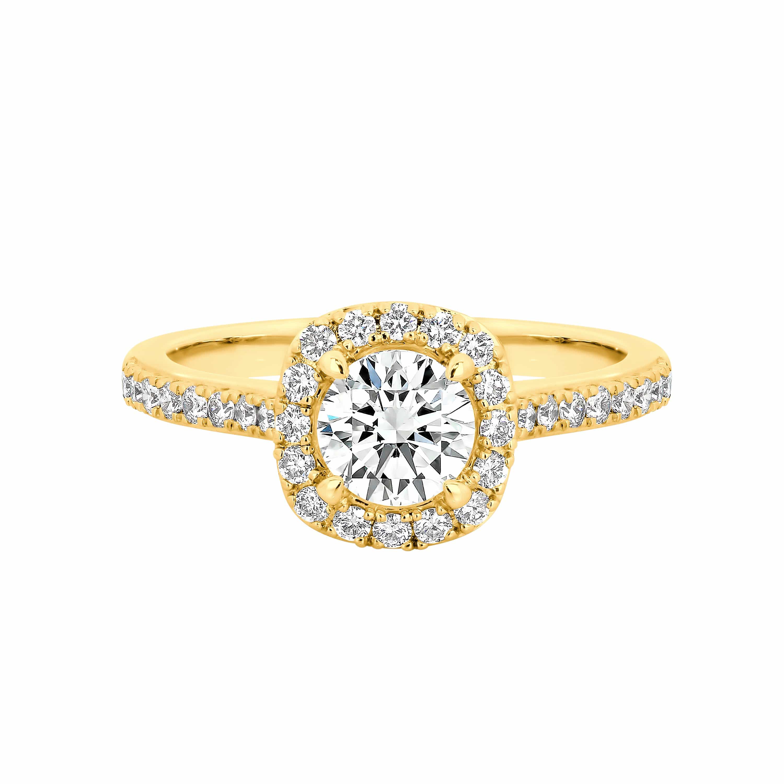 Aurora | Cushion Shaped Halo Diamond Engagement Ring with Shoulder Stones