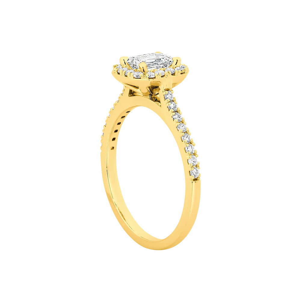 The Nova Emerald Cut Halo Diamond Engagement Ring - Matthews Jewellers