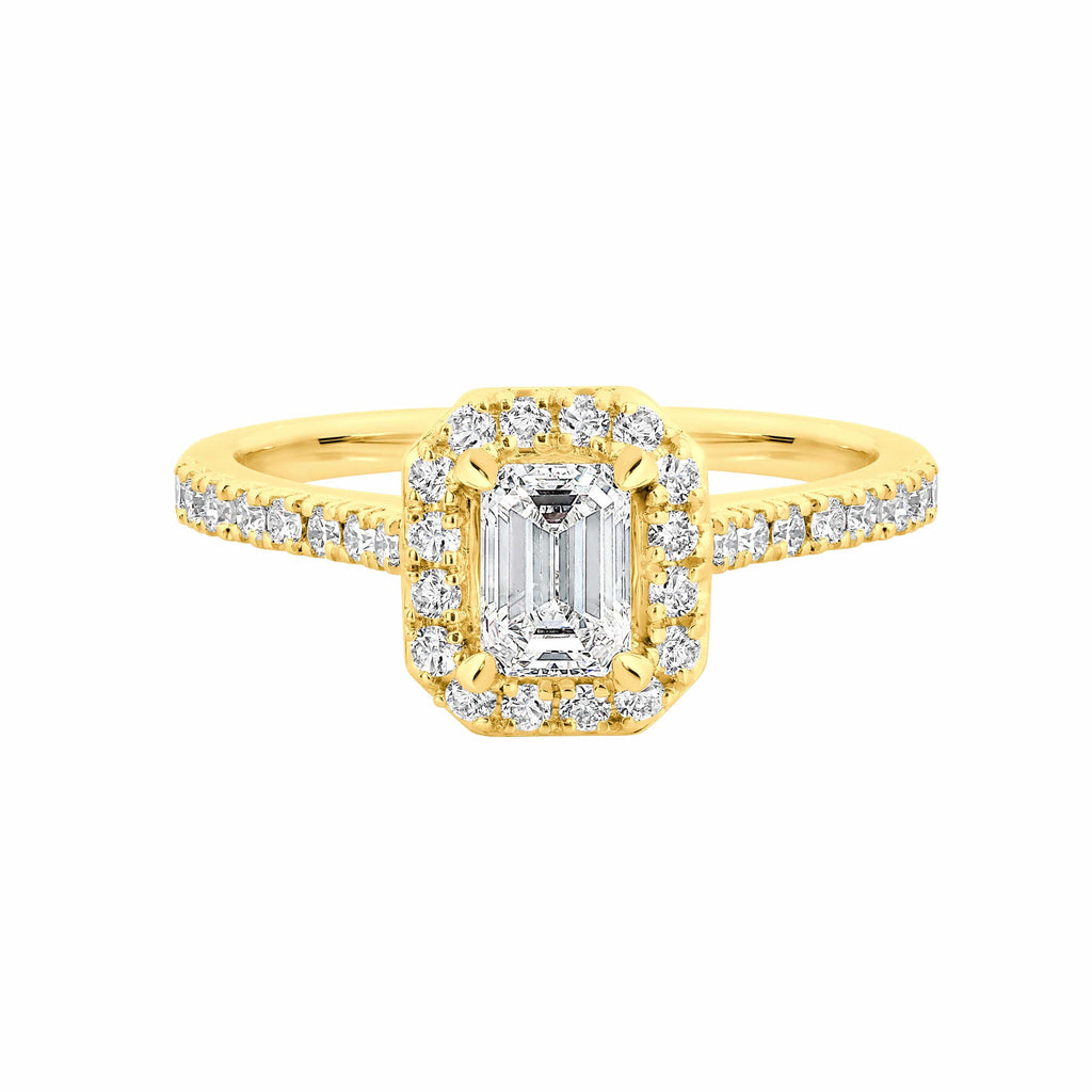 The Nova Emerald Cut Halo Diamond Engagement Ring - Matthews Jewellers