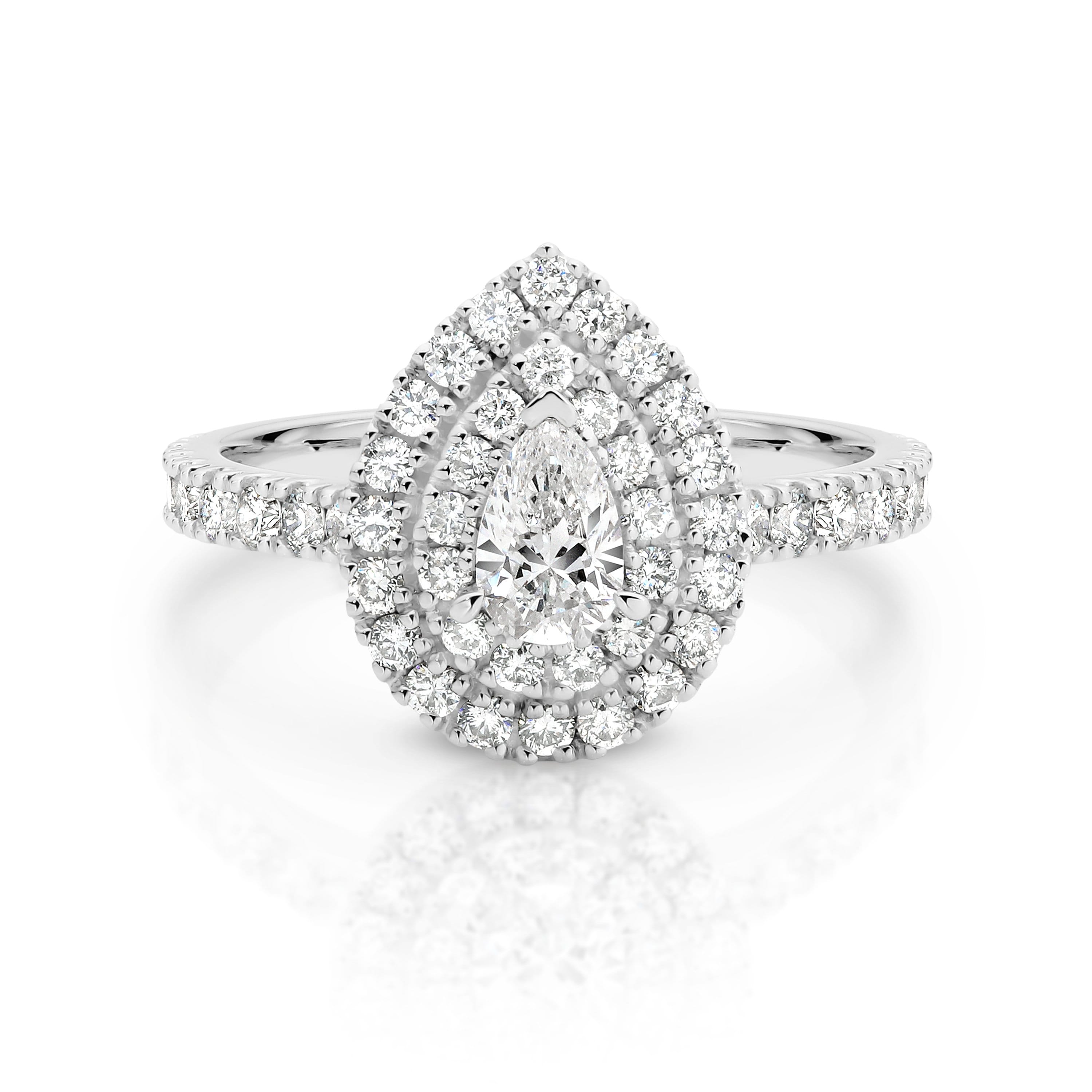 Nora | Pear Double Halo Diamond Engagement Ring