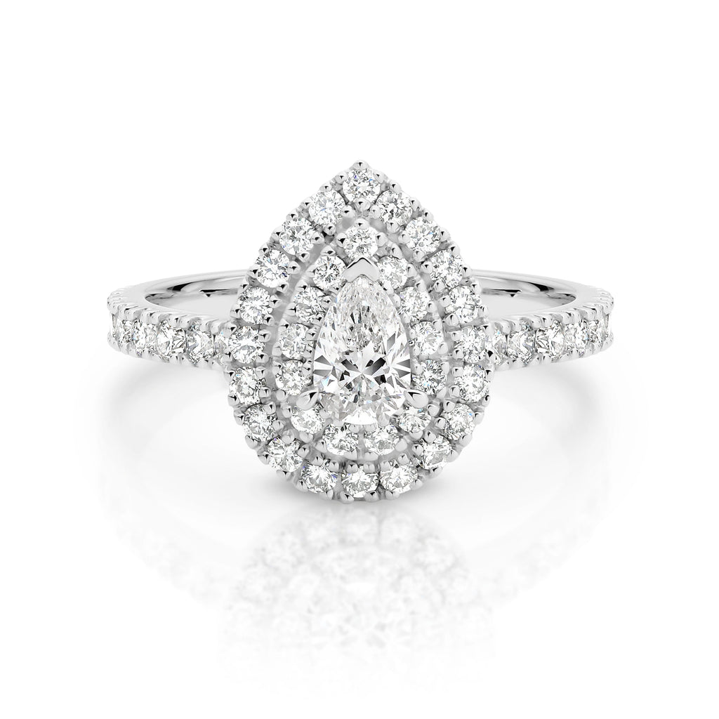 The Aurora Pear Double Halo Diamond Engagement Ring - Matthews Jewellers
