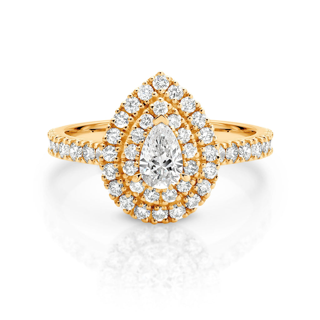The Aurora Pear Double Halo Diamond Engagement Ring - Matthews Jewellers