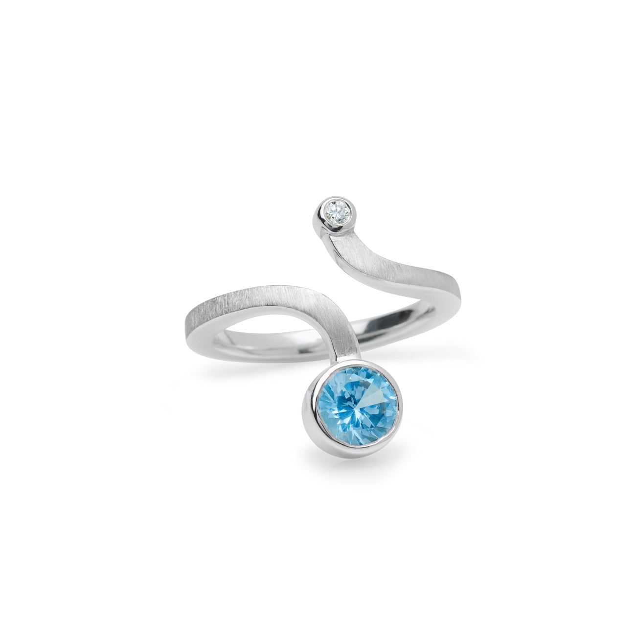 Pirouette Blue Topaz And Diamond Ring
