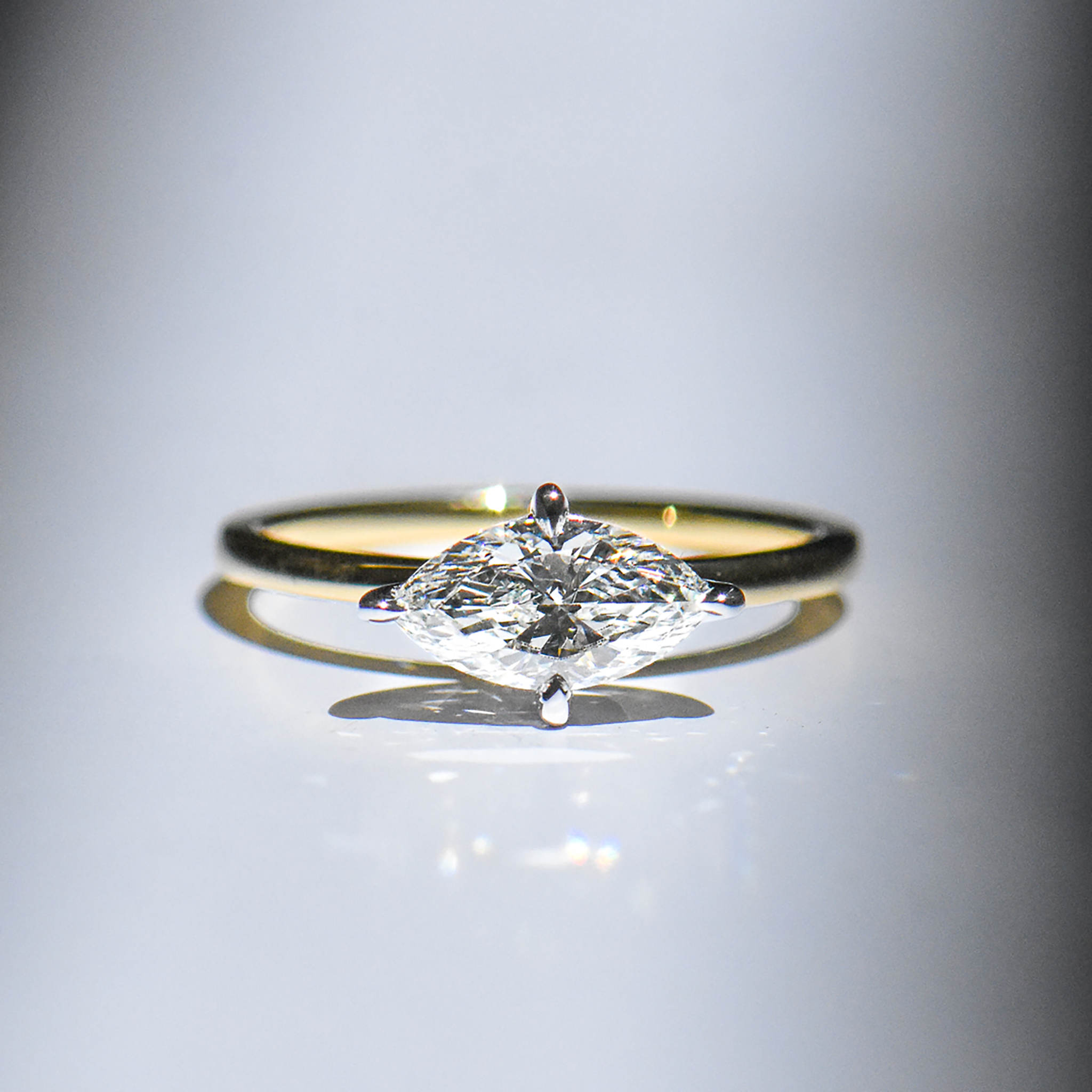 Stella | Marquise Cut Solitaire Diamond Engagement Ring | East West