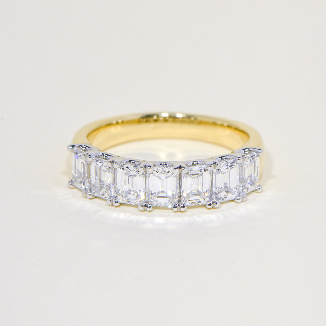 Edith | 7 Stone Emerald Shape Diamond Ring