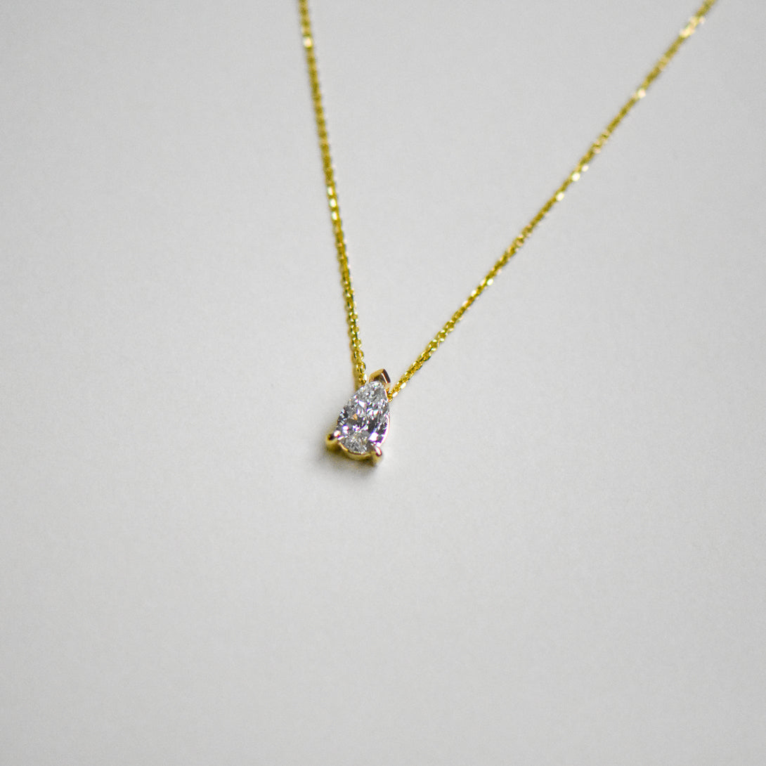 Lab Created Pear Solitaire Pendant