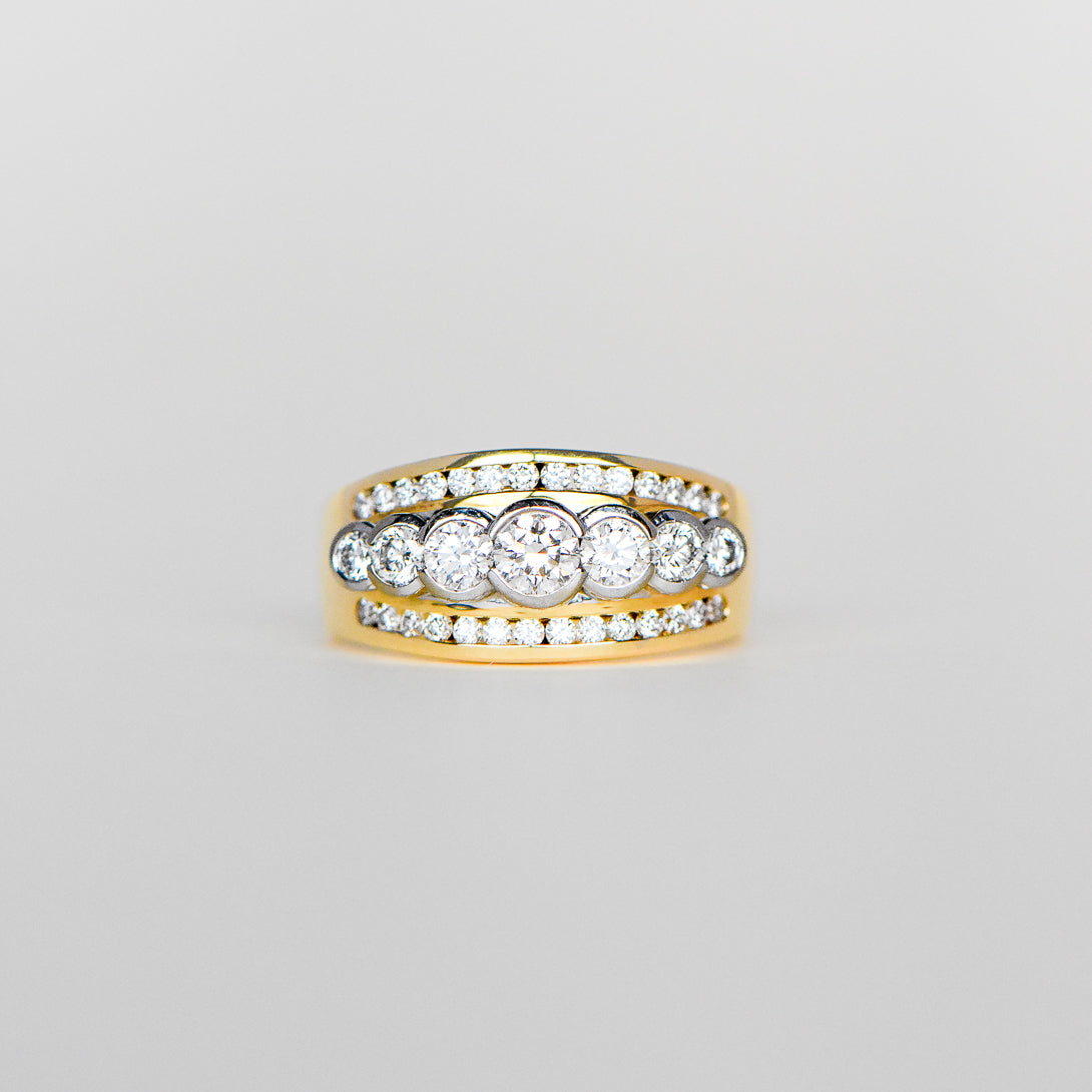 7 Stone Wide Band Ring