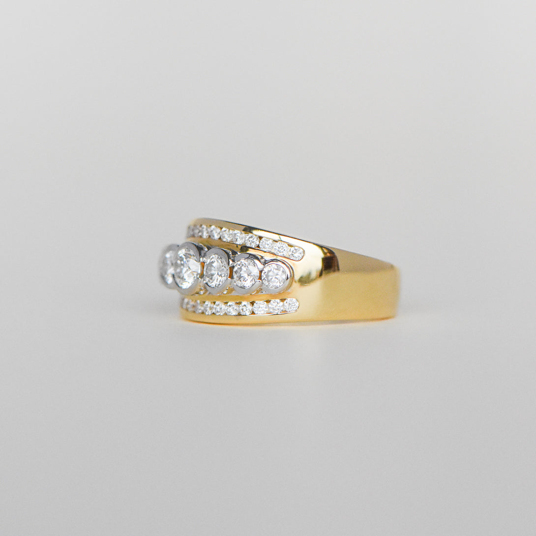 7 Stone Wide Band Ring