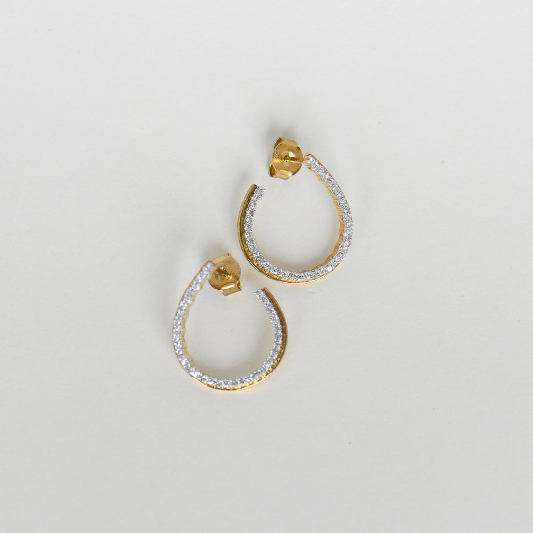 Arc Shape Diamond Set Earrings