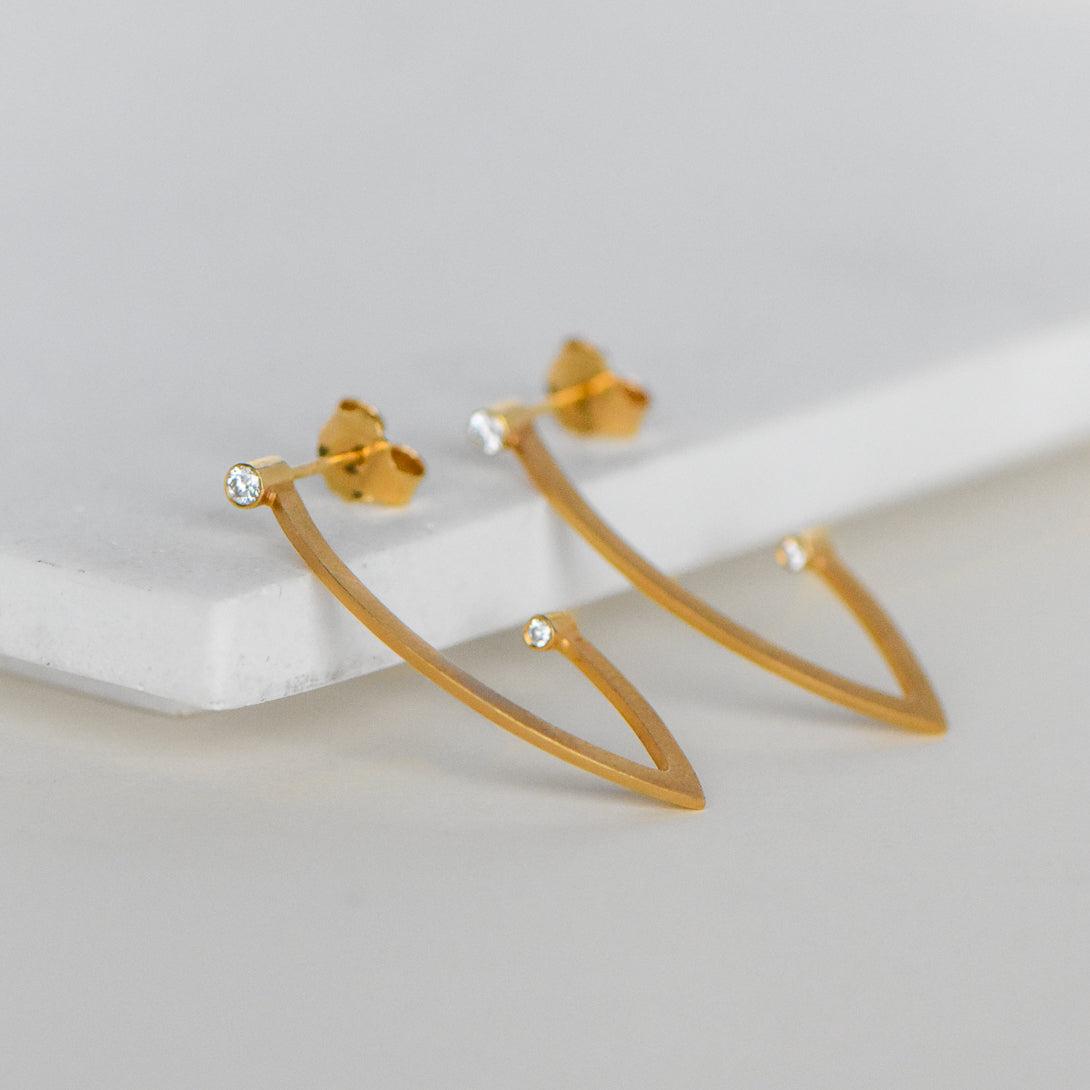 Matte Finish Bezel Set Diamond Drop Earrings