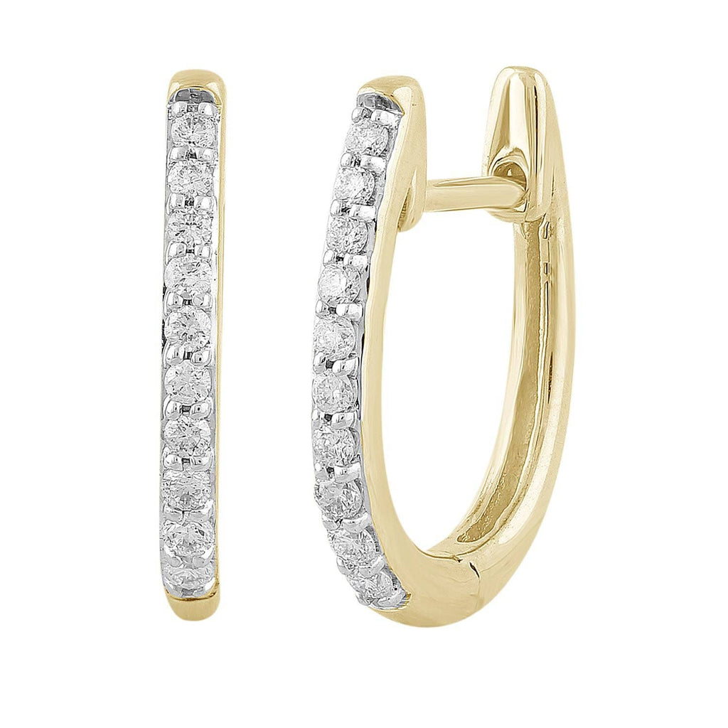 Single Row Yellow Gold Diamond Huggie Earrings - Matthews Jewellers
