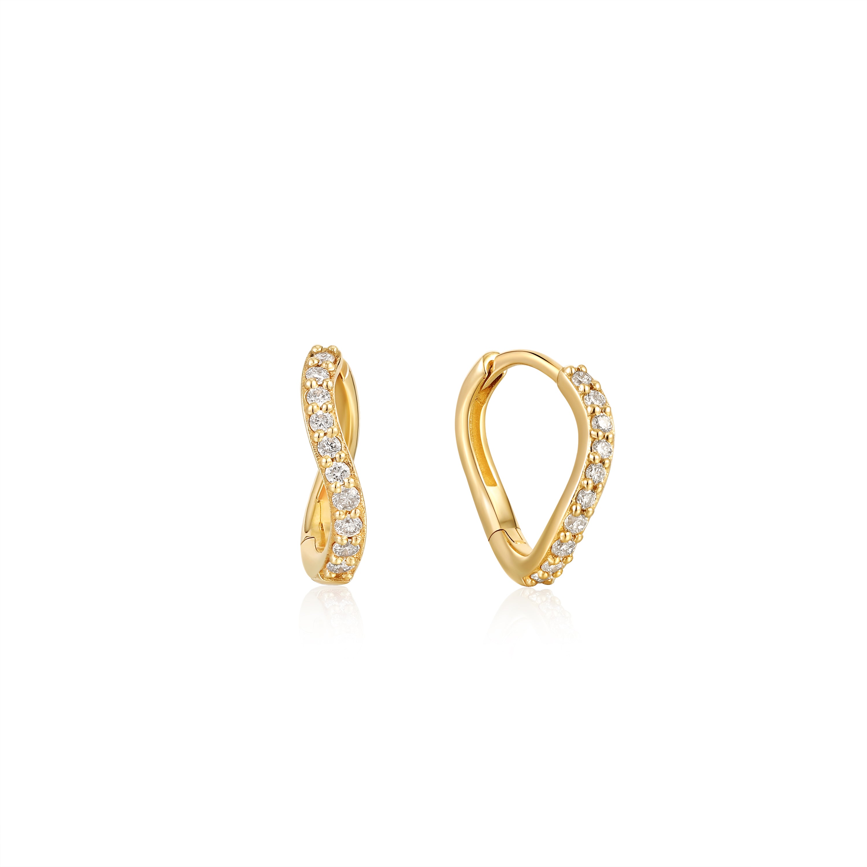 14kt Gold Magma Diamond Huggie Hoop Earrings