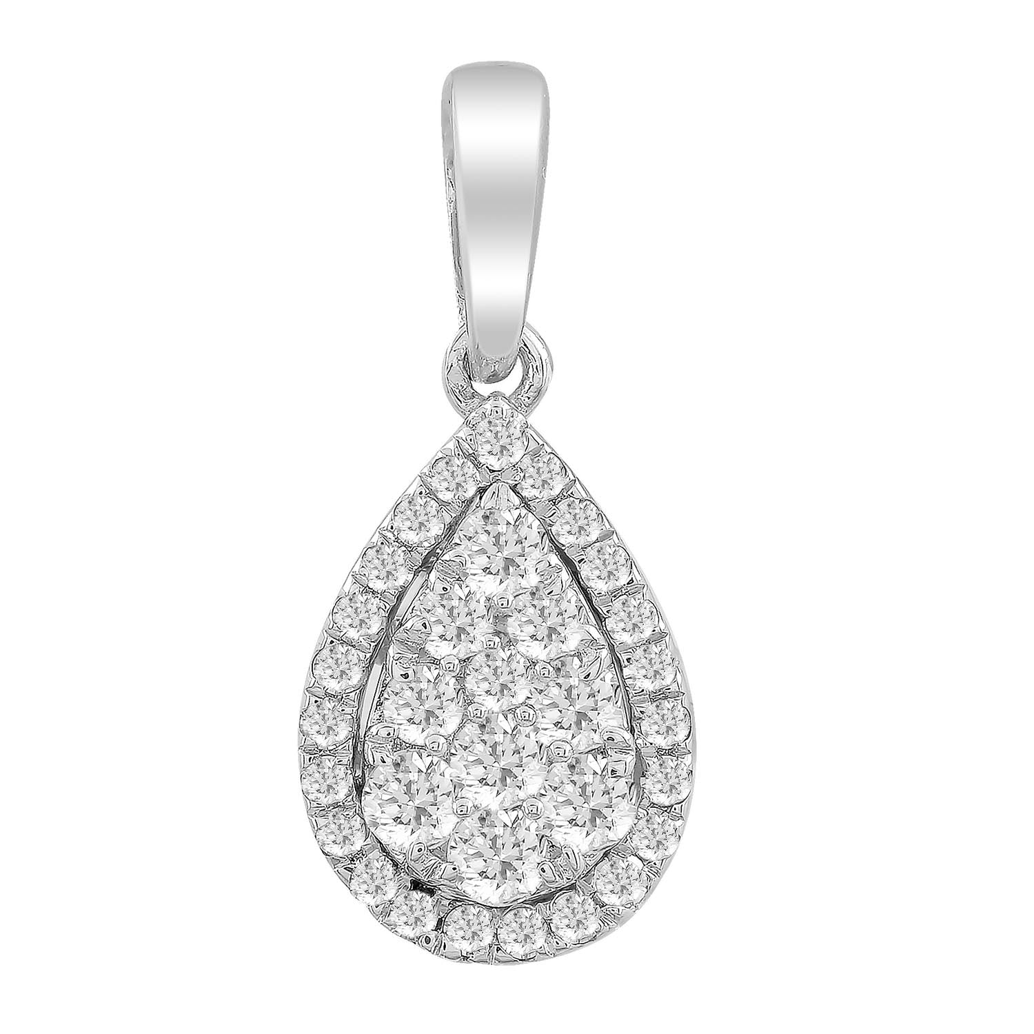 Pear Shaped Diamond Cluster Pendant