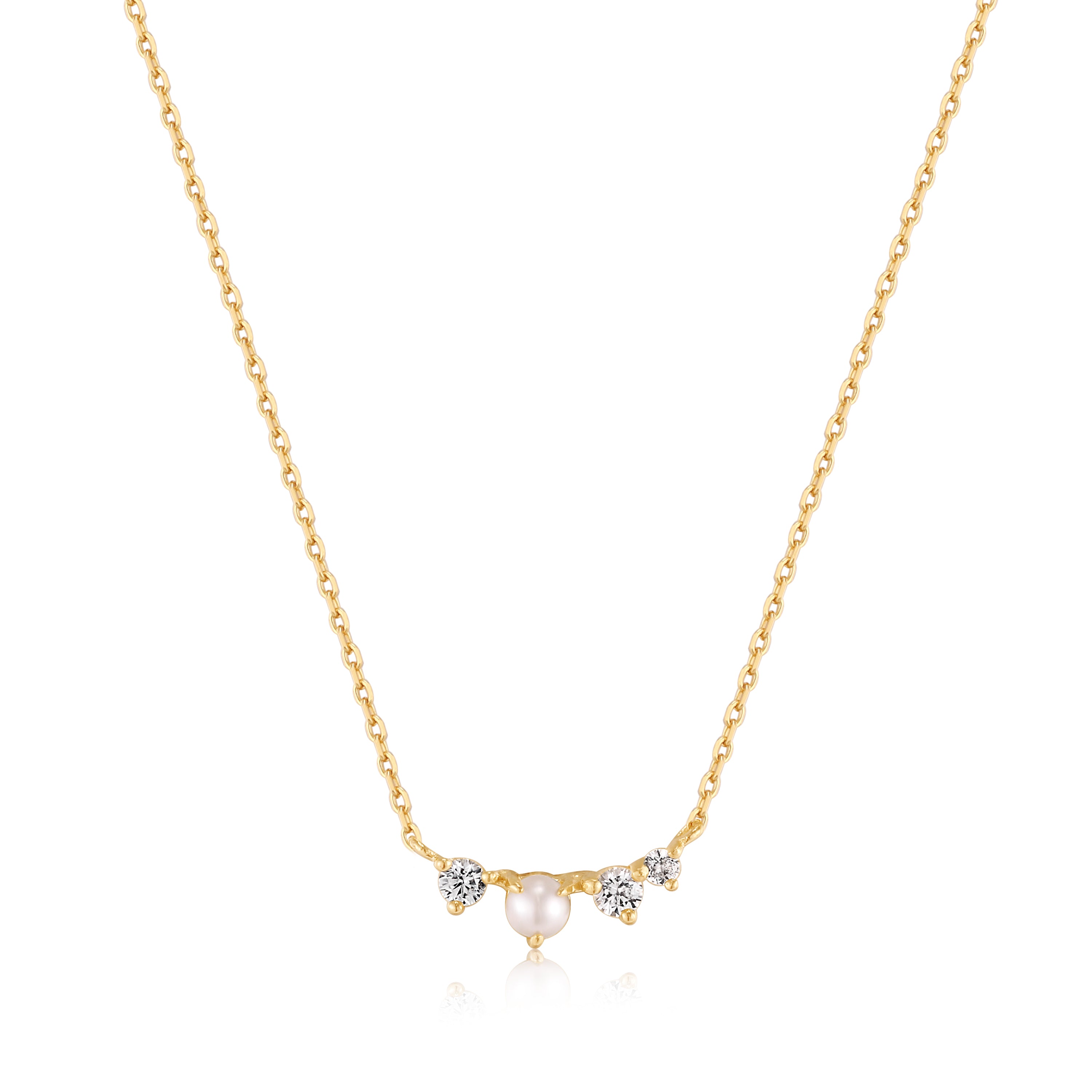 14kt Gold Pearl and White Sapphire Radiance Necklace