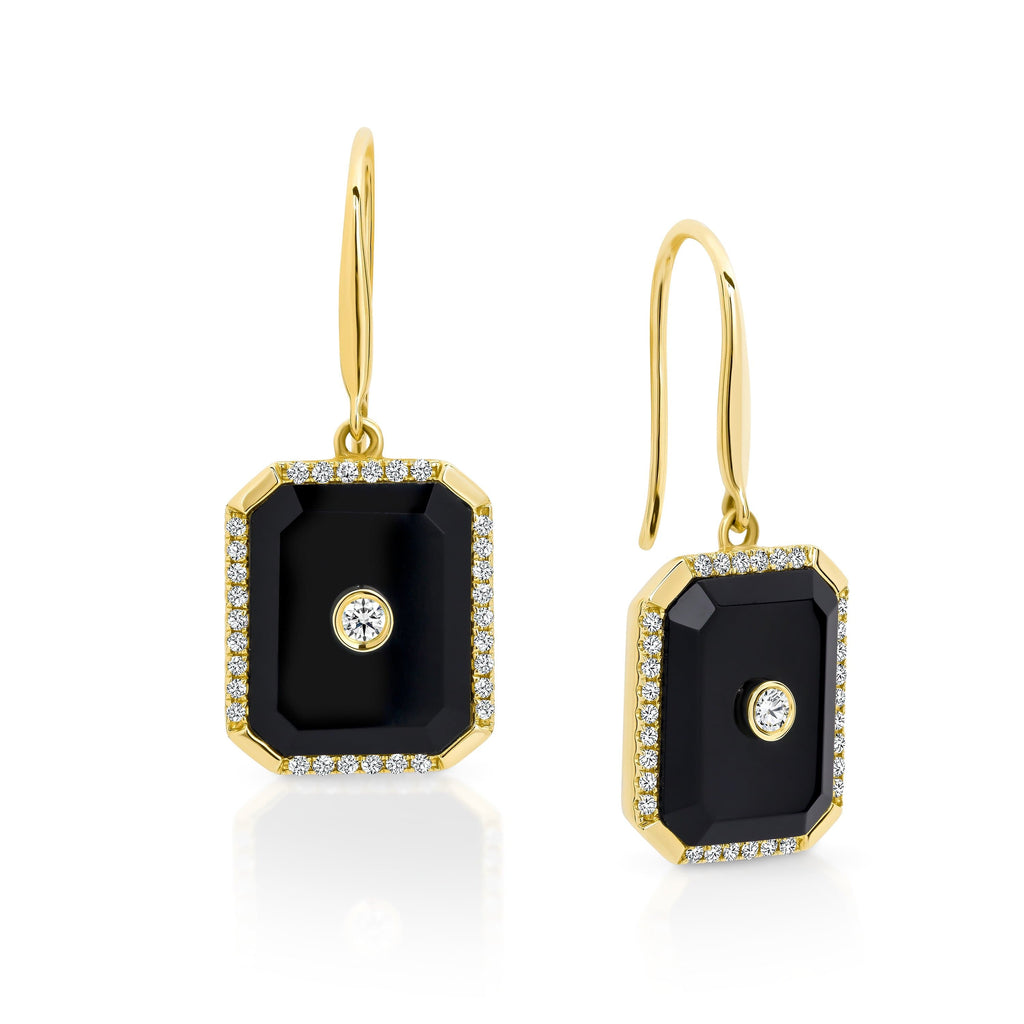 Onyx and Diamond Earrings - Matthews Jewellers