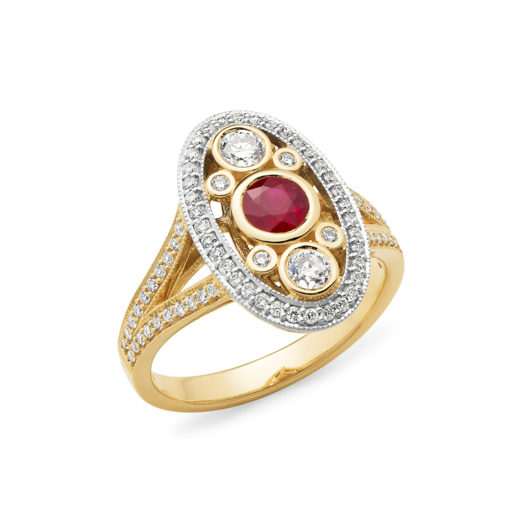 Ruby and Diamond Split Band Ring