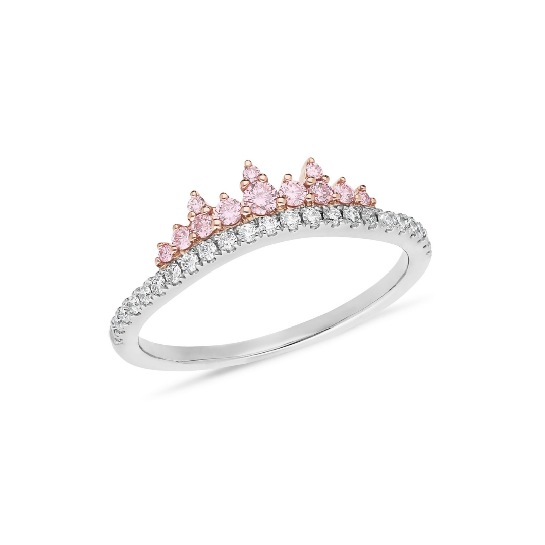 Curved Pink & White Diamond Crown Wedder