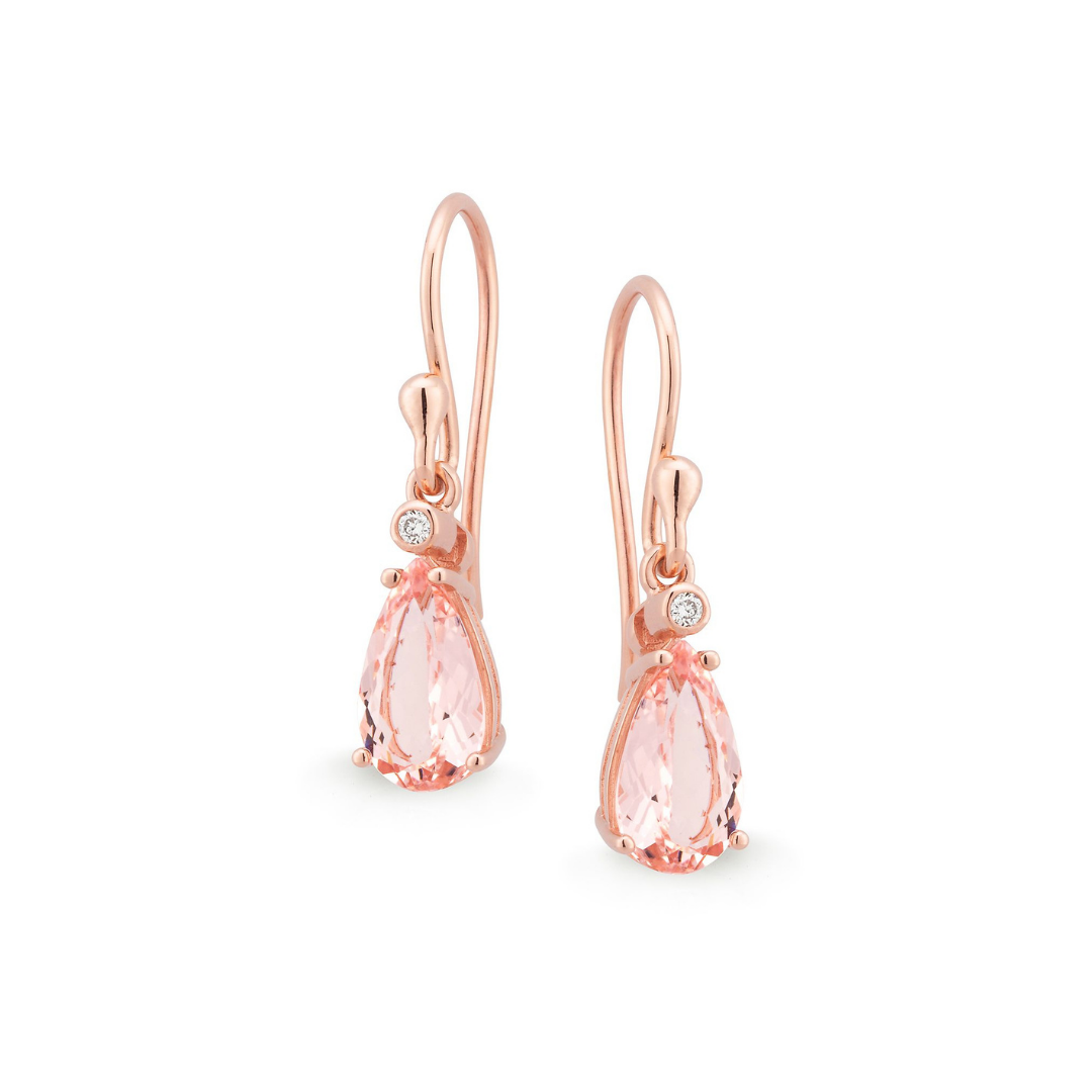 Pear Morganite & Diamond Drop Earrings