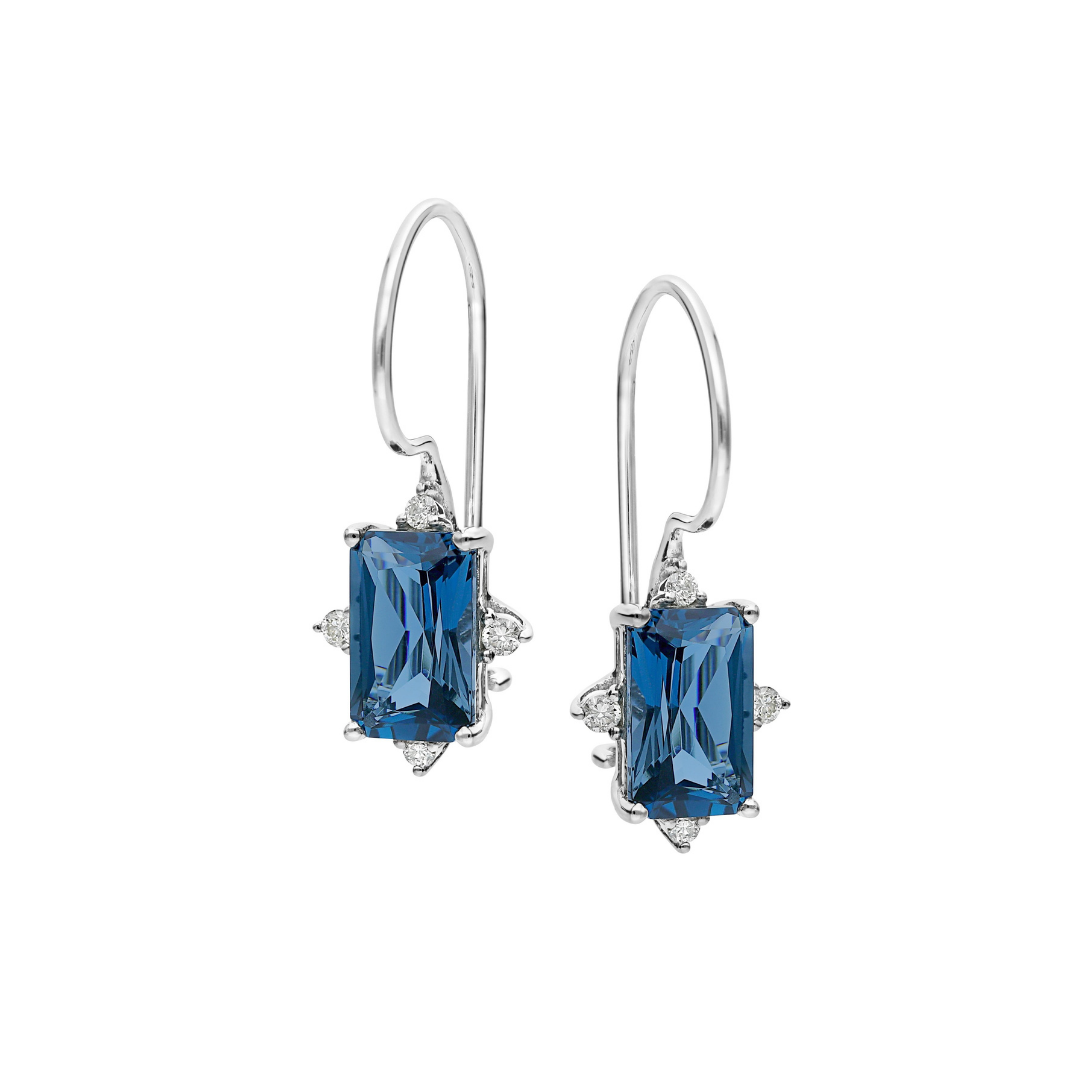 London Blue Topaz & Diamond Hook Earrings