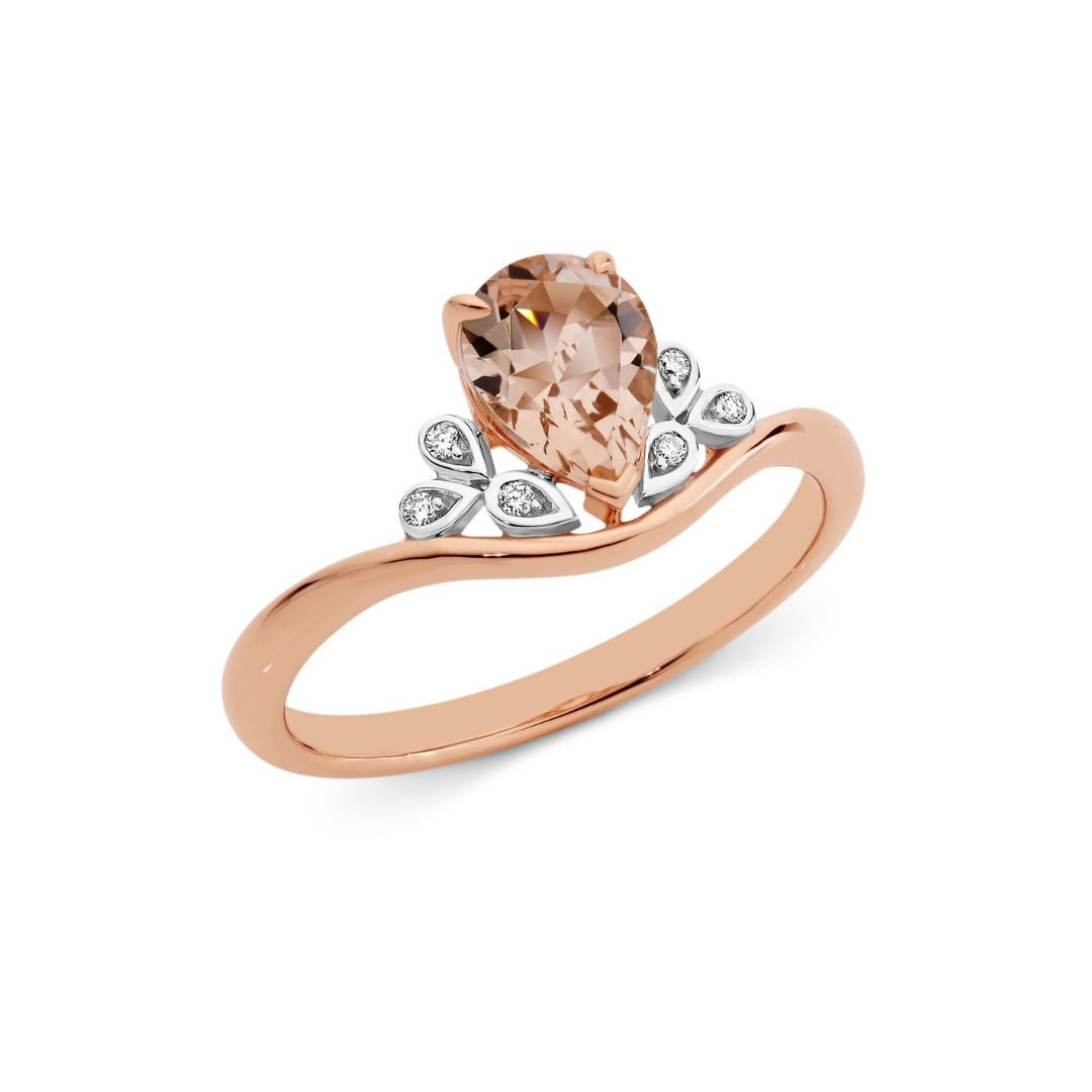 Pear Morganite and Diamond Dress Ring